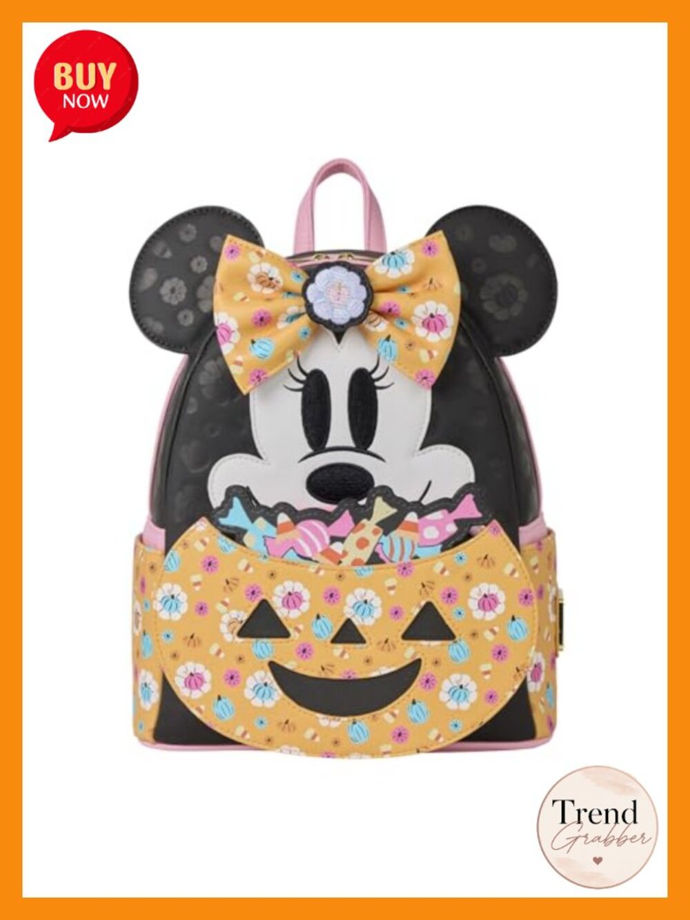 Loungefly Disney Minnie Mouse Pumpkin Mini Backpack Faux Leather Glow in the